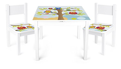 Table et 2 chaises enfant motif HIBOUX Chambre ...