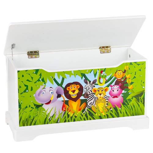 Coffre à jouets en bois animaux jungle