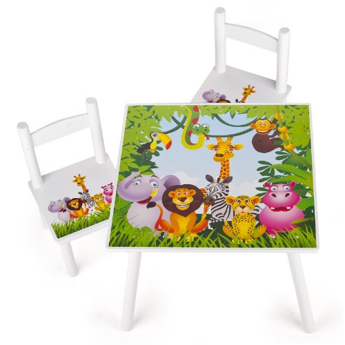 Table et 2 chaises enfant motif Jungle animaux ...
