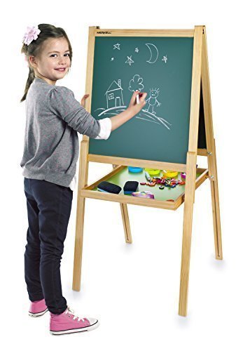 Leomark Deluxe tableau noir et blanc multifonction avec accessoires, tableau double face, enfant, tableau magnétique, tableau en bois, Merkell code EAN 5907799402815 
