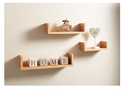 eShop4U Floating Wall Set of 3 U Shaped Shelves Shelf Home Decoration Storage Oak Gift by eShop4U 5939209020203 (5939209020203)