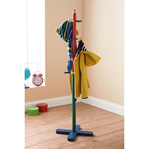 eShop4U Enfant Crèche Salle de jeu-manteau de Style Crayon Multicolore Vert/Orange/jaune/bleu marine-Décoration en bois massif 5943853908985 (5943853908985)