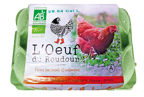 L’ŒUF DU ROUDOUR 6 ŒUFS BIO DE POULES ÉLEVÉES EN PLEIN AIR code EAN 5963036 