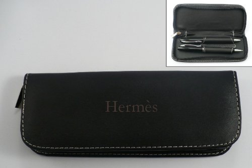 Stylo et crayon dans un étui stylo en cuir engr...