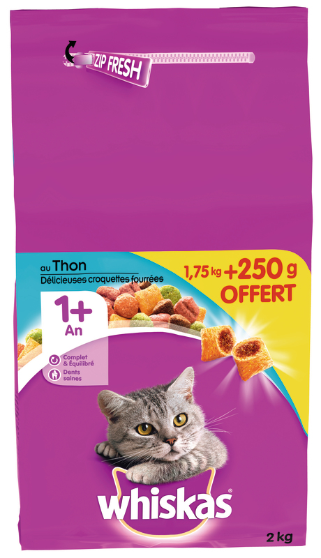 CROQUETTES CHAT ADULTE FOURRÉES AU THON WHISKAS