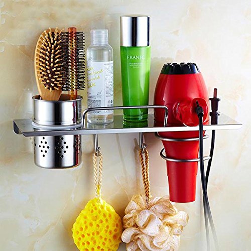 Support sèche-cheveux de salle de bain en acier...