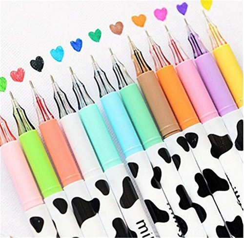 ZGJ Affe Lot de 12 Stylo gel en diamant Milky Vache Stylos écriture coréen Papeterie kawaii Matière Escolar Bureau Fourniture Scolaire code EAN 6000141038423 