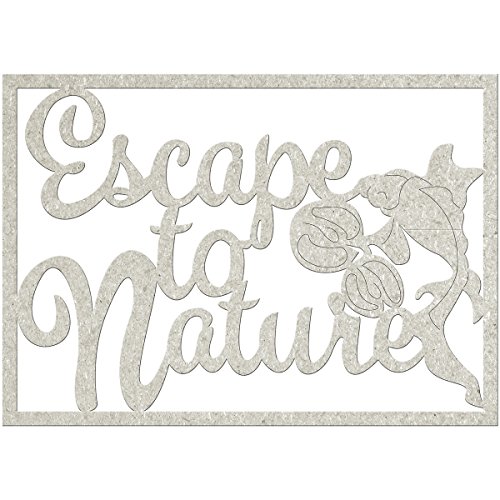 Fabscraps Die-Cut Gray Chipboard Word-Escape To Nature 3"X4" 6009540909136 (6009540909136)