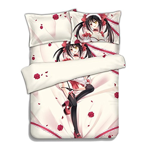 Dragonfashion Date un Live tokisaki Kurumi Anime 4 pièces, taies d'oreiller, drap de lit et couverture cp151206 1,5 x 2 m 6009896101475 (6009896101475)