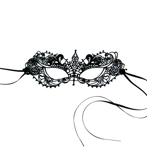 Noir masque loup dentelle - mascarade bal masqu...
