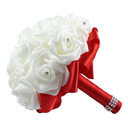 niceeshop(TM) niceEshop(TM) Bouquet de Fleurs Artificielles pour Mariage (Rouge Foncé) code EAN 6025779371568 