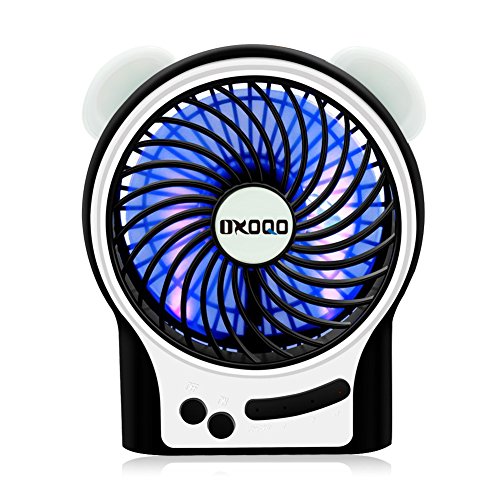 OXoqo USB Portable Mini Fan Ventilateur, OXOQO Ventilateur de Bureau électrique Silencieux avec Lumière LED, Intégré 2500mah Batterie Rechargeable pour Chambre Bureau Extérieur Voyage Camping Voiture, Noir code EAN 6025779514729 