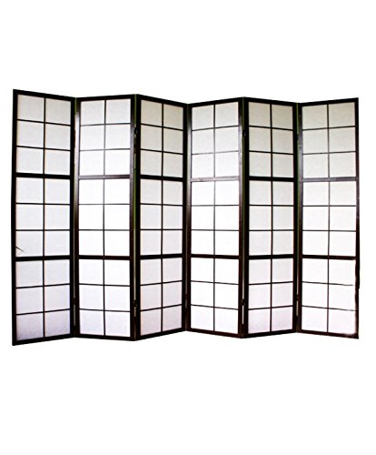 Paravent japonais Shoji en bois noir de 6 pans ...