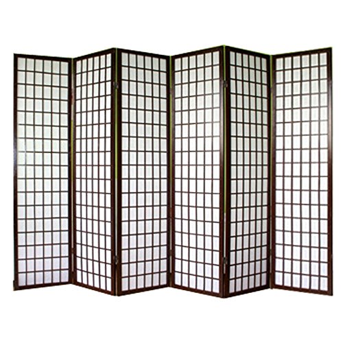 Paravent japonais Shoji en bois noir de 6 pans ...
