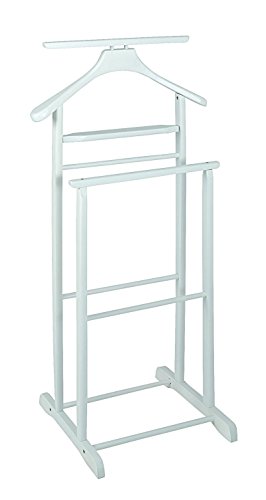 Valet de nuit en bois massif coloris blanc, Dim...