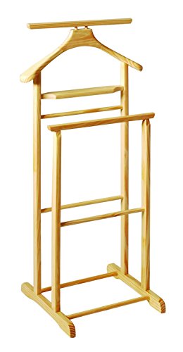 Valet de nuit en bois massif coloris naturel, D...