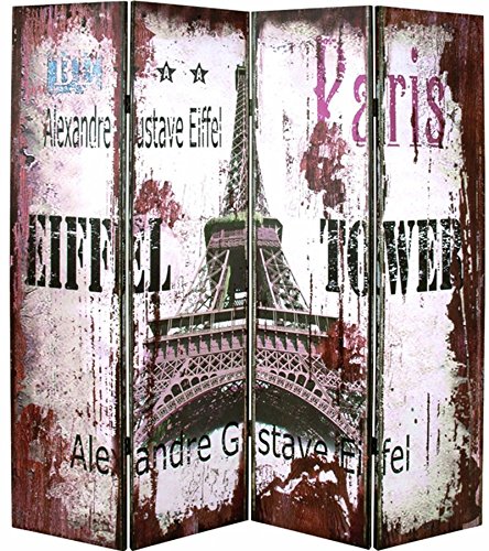 Paravent motif tour eiffel de 4 pans - L160 x P...