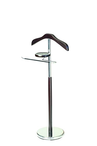 Valet de nuit en Tube acier chromé et bois mass...