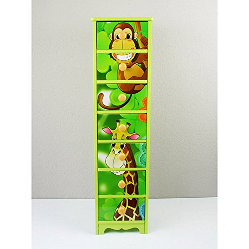 Commode enfants de 7 tiroirs en bois avec motif...