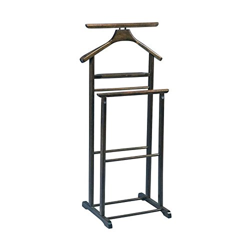 Valet de nuit double en hêtre massif noyer, Dim...