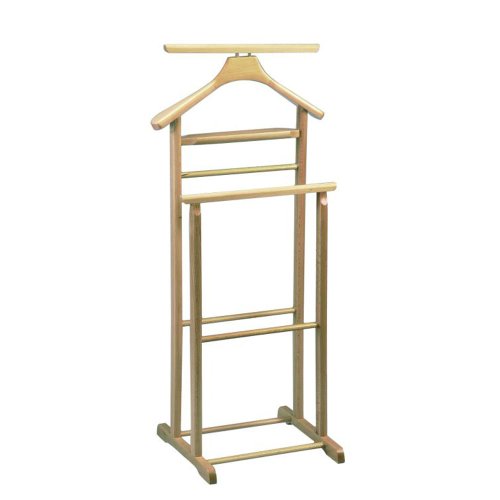 Valet de nuit double en hêtre massif naturel, D...