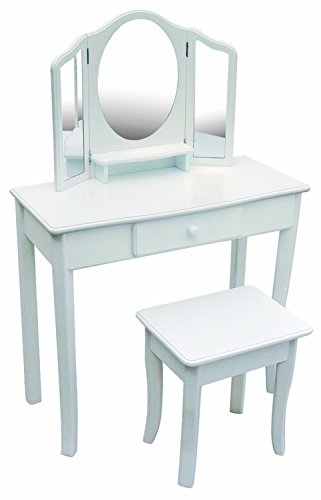 coiffeuse avec tabouret pour enfant coloris bla...