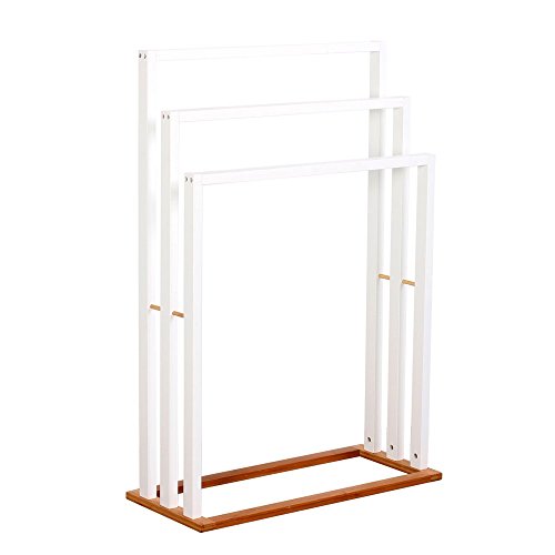 Seche serviettes 3 barres coloris bambou/blanc,...