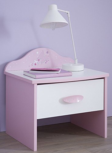 Chevet enfant 1 tiroir, Coloris rose orchidée/b...