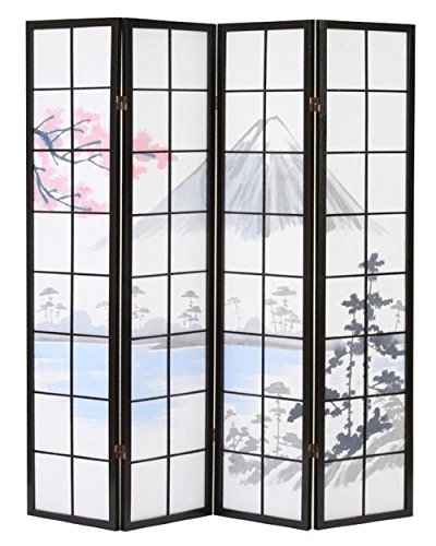 PEGANE Paravent bois noir Fuji 4 pans, 176 x 176 x 2cm -PEGANE- code EAN 6037657297013 