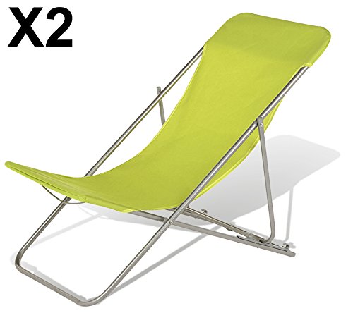 Lot de 2 Chiliennes Verte en Acier et polyester...