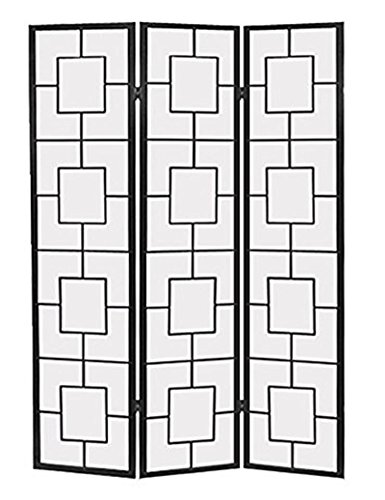 PEGANE Paravent Kwai en Noir de 3 Pans, L132 x H175 x P2 cm -PEGANE- code EAN 6037657323811 