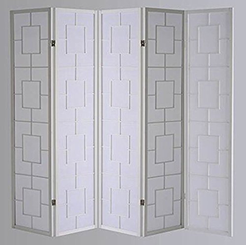 PEGANE Paravent Kwai en Blanc de 5 Pans, L220 x H175 x P2 cm -PEGANE- code EAN 6037657323873 
