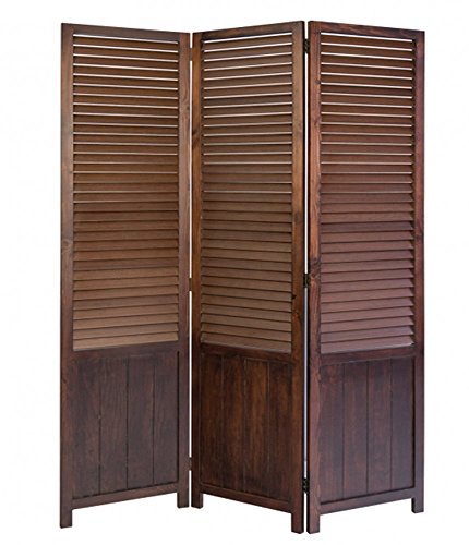 Paravent en bois brun de 3 pans -PEGANE-