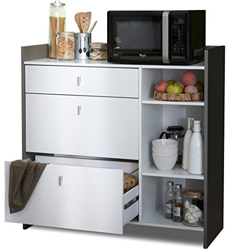 Desserte en bois blanc,1 tiroir + 3 niches + 2 ...