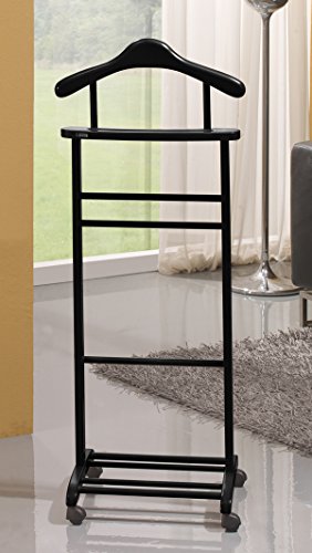 Valet de Nuit Noir en Hêtre massif avec plateau...