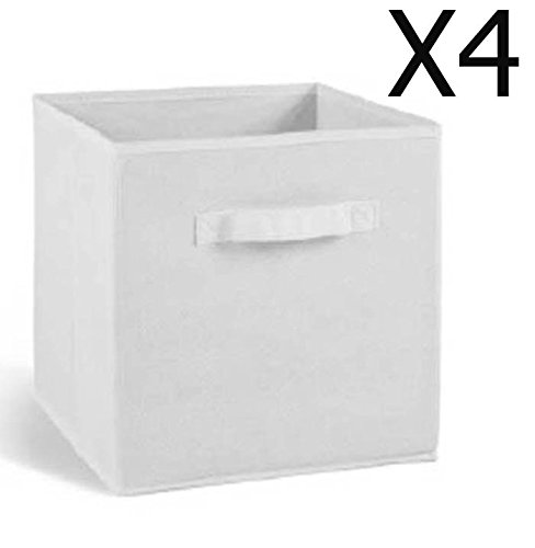 Lot de 4 tiroirs de rangement en tissu blanc, 2...
