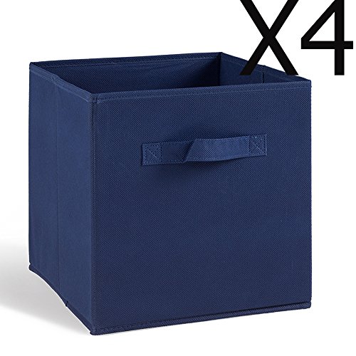 Lot de 4 tiroirs de rangement en tissu bleu, 27...