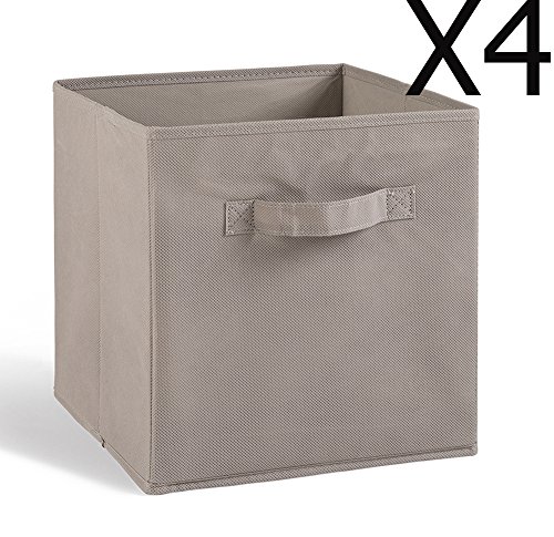 Lot de 4 tiroirs de rangement en tissu gris, 27...