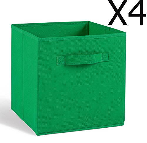 Lot de 4 tiroirs de rangement en tissu vert, 27...