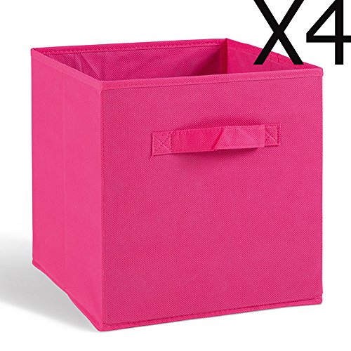 Lot de 4 tiroirs de rangement en tissu fushia, ...