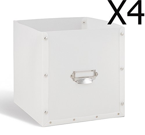 Lot de 4 tiroirs en PP blanc, 27x27x28cm -PEGANE-