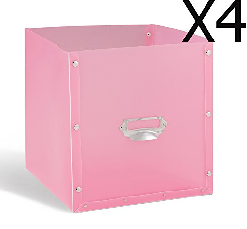 Lot de 4 tiroirs en PP fushia, 27x27x28cm -PEGANE-