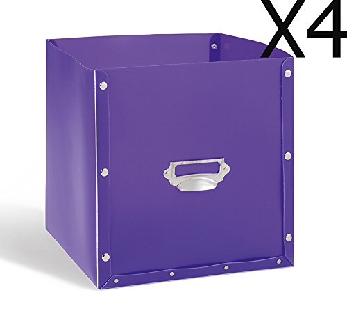 Lot de 4 tiroirs en PP violet, 27x27x28cm -PEGANE-