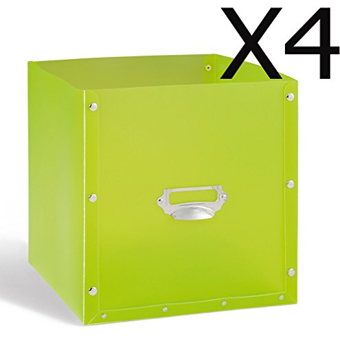 Lot de 4 tiroirs en PP vert, 27x27x28cm -PEGANE-