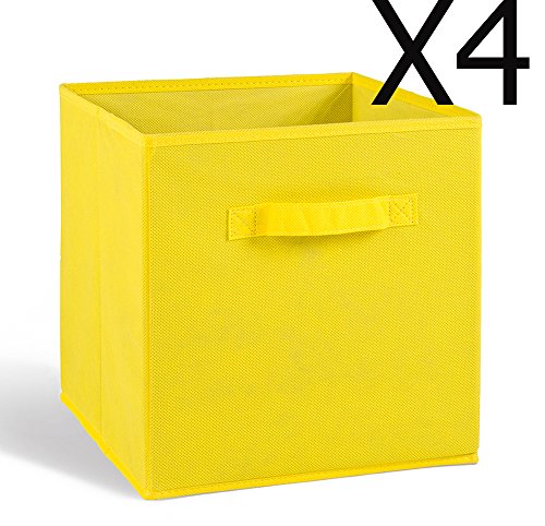 Lot de 4 tiroirs de rangement en tissu jaune, 2...
