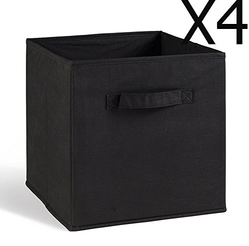 Lot de 4 tiroirs de rangement en tissu noir, 27...