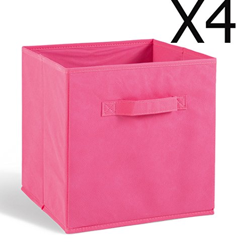 Lot de 4 tiroirs de rangement en tissu rose, 27...