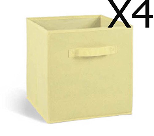 Lot de 4 tiroirs de rangement en tissu beige, 2...