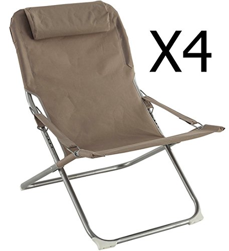 Lot de 4 fauteuils relax coloris Taupe - Dim : ...