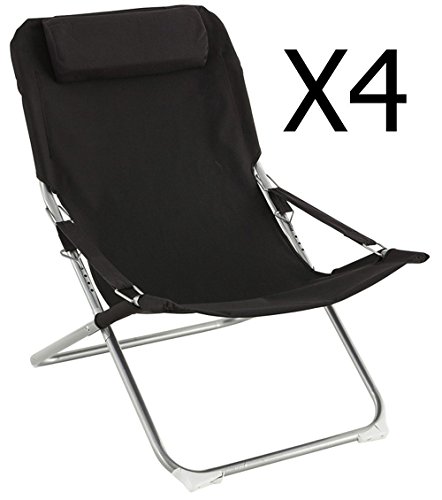 Lot de 4 fauteuils relax coloris Noir - Dim : L...